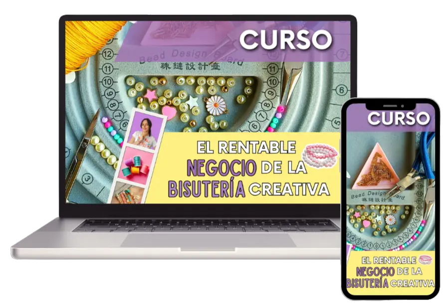 Presentación del curso de bisutería creativa en computador y teléfono
